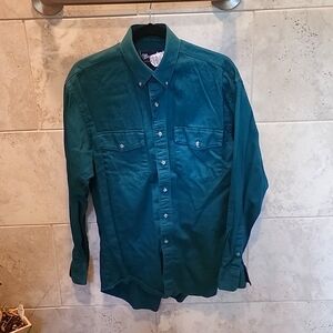 Wrangler button up shirt green medium 15.5x34